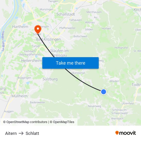 Aitern to Schlatt map