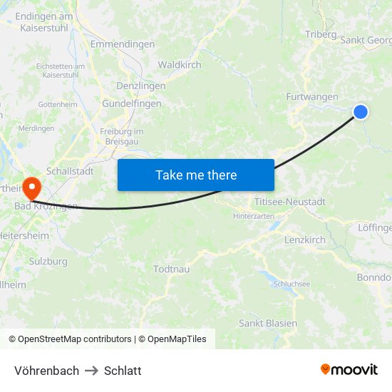 Vöhrenbach to Schlatt map