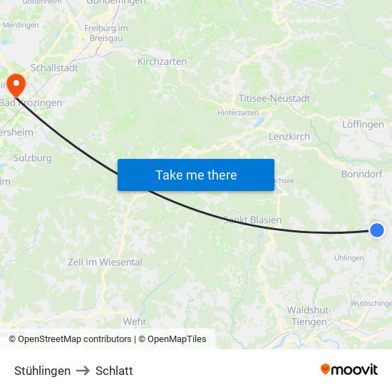 Stühlingen to Schlatt map