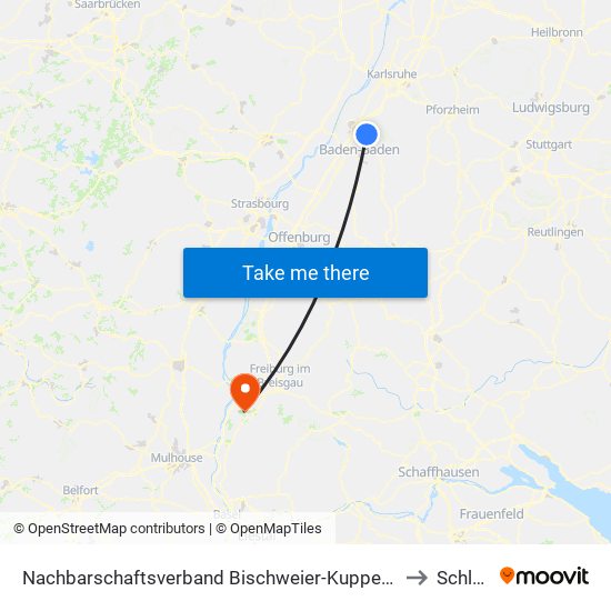 Nachbarschaftsverband Bischweier-Kuppenheim to Schlatt map