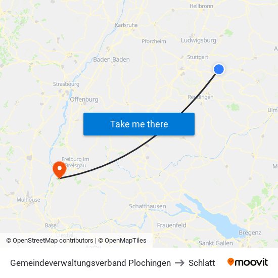 Gemeindeverwaltungsverband Plochingen to Schlatt map