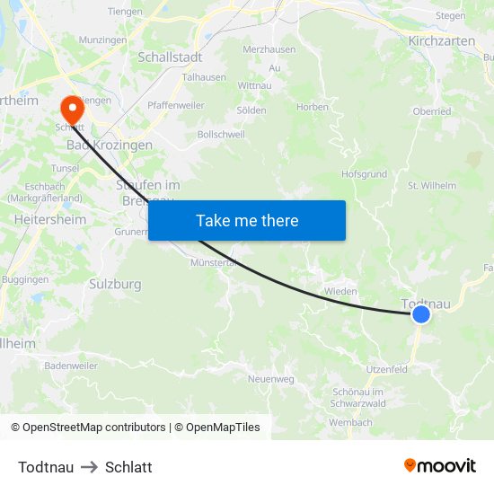 Todtnau to Schlatt map