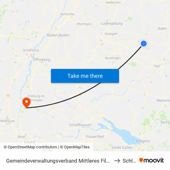 Gemeindeverwaltungsverband Mittleres Fils-Lautertal to Schlatt map