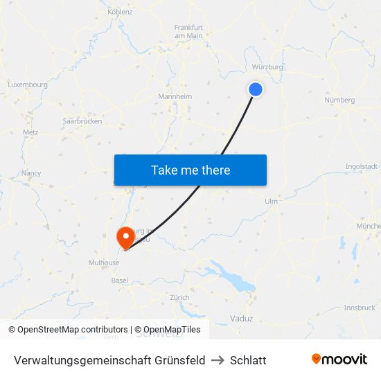 Verwaltungsgemeinschaft Grünsfeld to Schlatt map