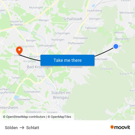 Sölden to Schlatt map