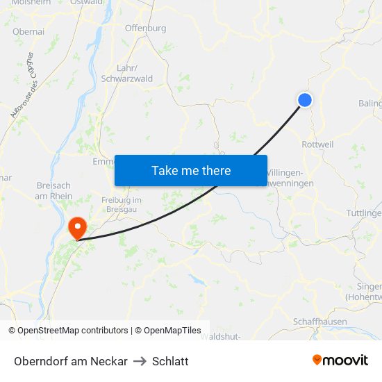 Oberndorf am Neckar to Schlatt map