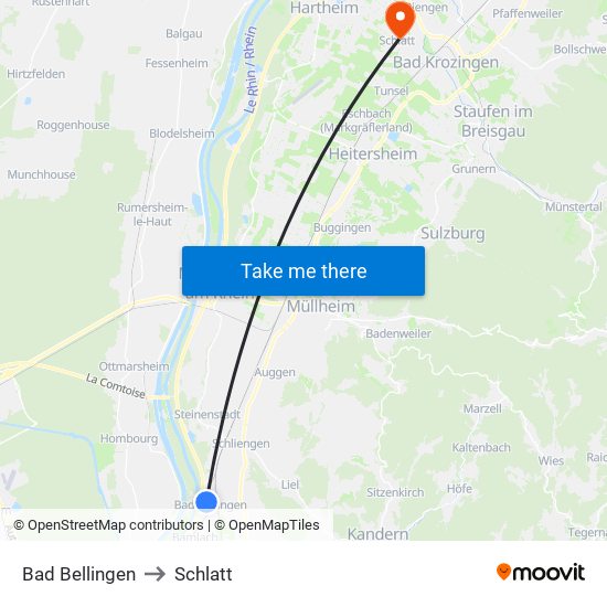 Bad Bellingen to Schlatt map