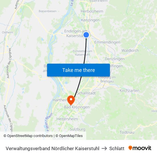 Verwaltungsverband Nördlicher Kaiserstuhl to Schlatt map