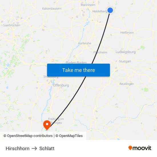 Hirschhorn to Schlatt map