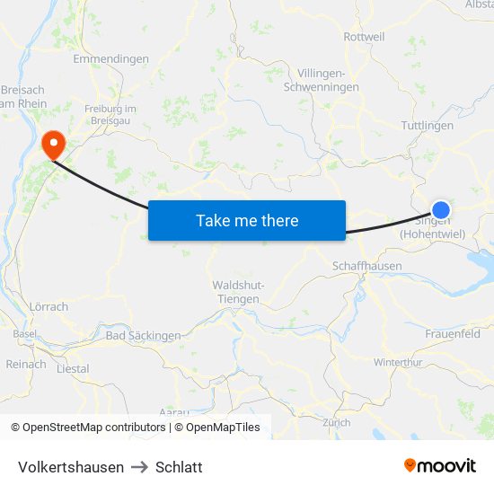 Volkertshausen to Schlatt map