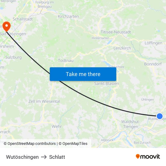 Wutöschingen to Schlatt map