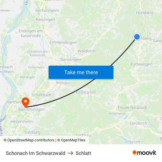 Schonach Im Schwarzwald to Schlatt map