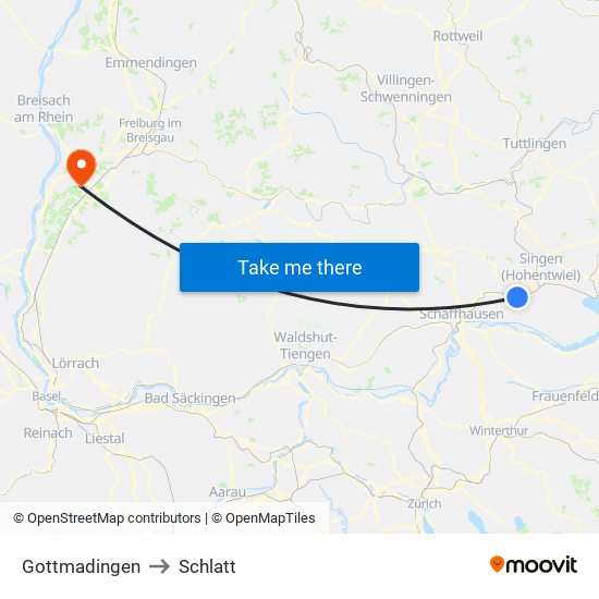 Gottmadingen to Schlatt map