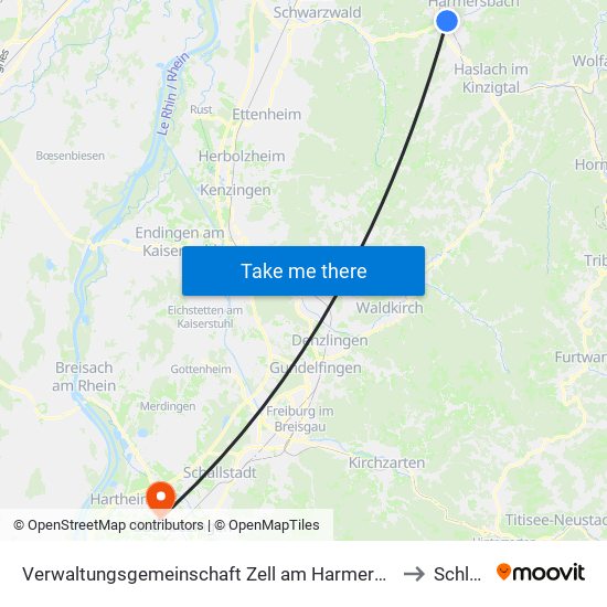 Verwaltungsgemeinschaft Zell am Harmersbach to Schlatt map