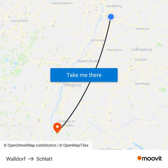 Walldorf to Schlatt map