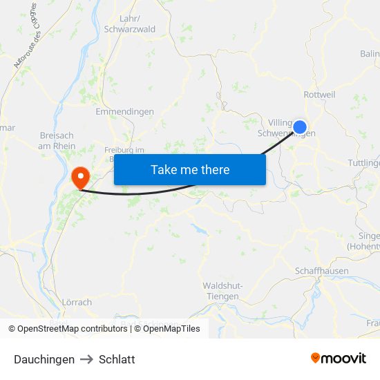 Dauchingen to Schlatt map