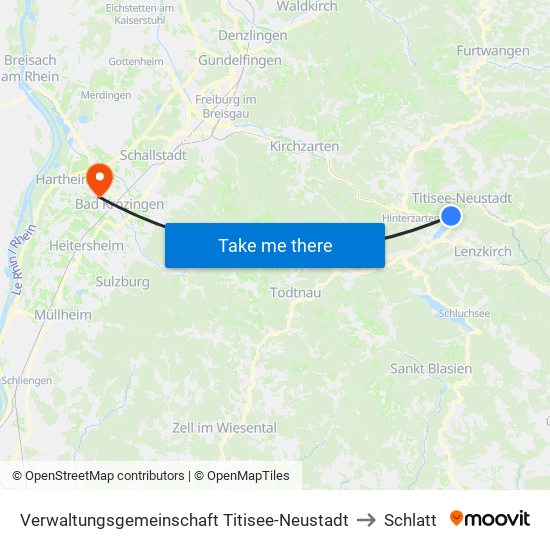 Verwaltungsgemeinschaft Titisee-Neustadt to Schlatt map