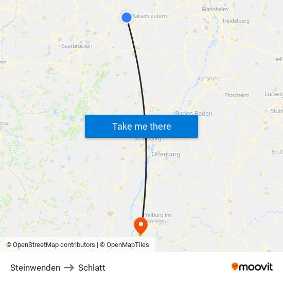 Steinwenden to Schlatt map