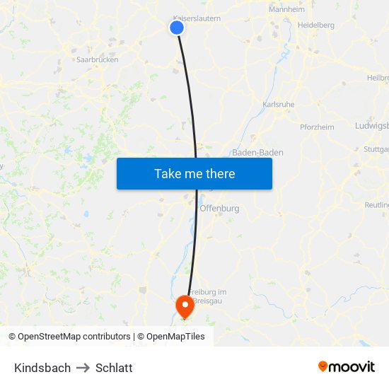 Kindsbach to Schlatt map