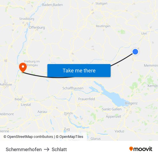 Schemmerhofen to Schlatt map