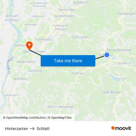 Hinterzarten to Schlatt map