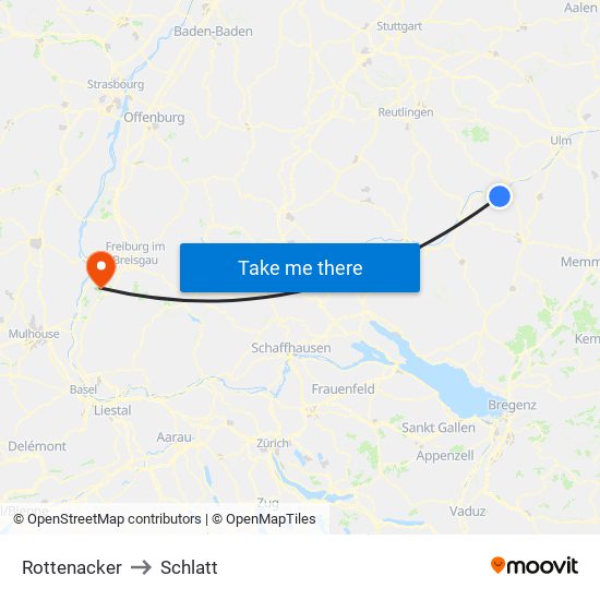 Rottenacker to Schlatt map
