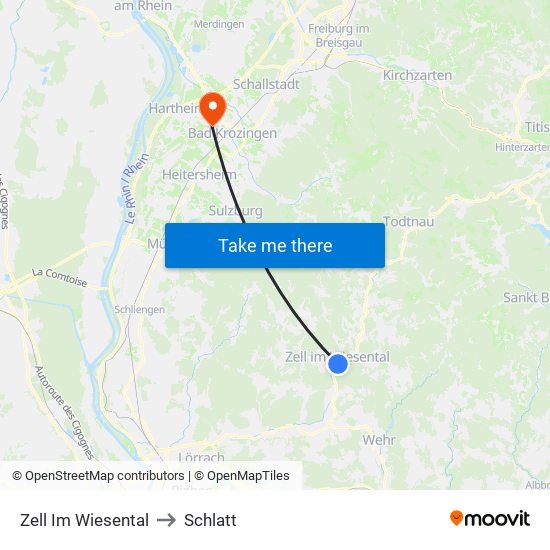 Zell Im Wiesental to Schlatt map