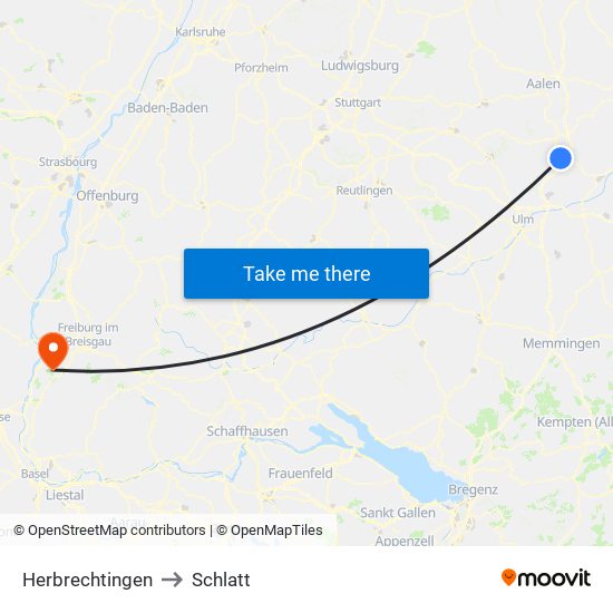 Herbrechtingen to Schlatt map