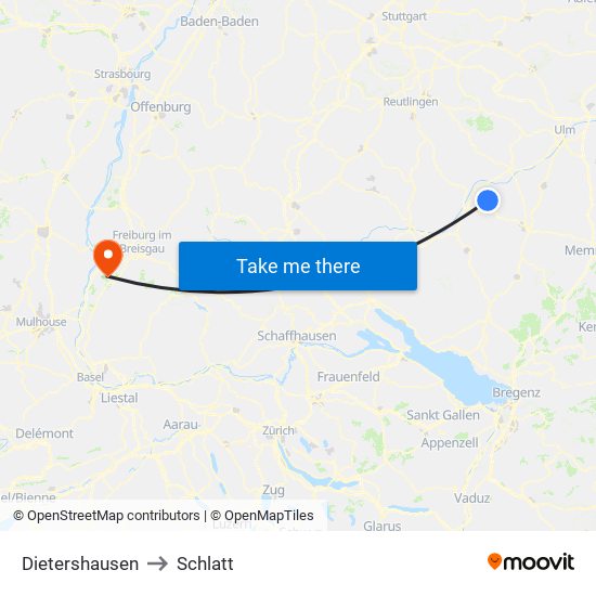 Dietershausen to Schlatt map