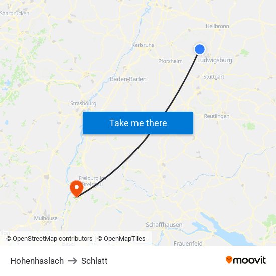 Hohenhaslach to Schlatt map