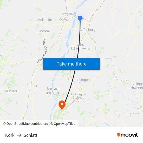 Kork to Schlatt map