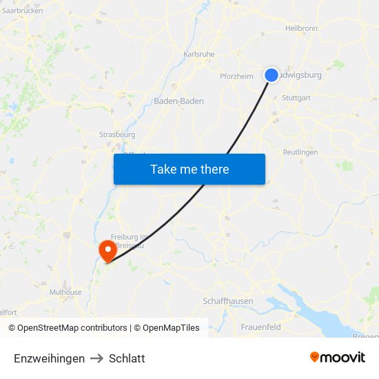 Enzweihingen to Schlatt map