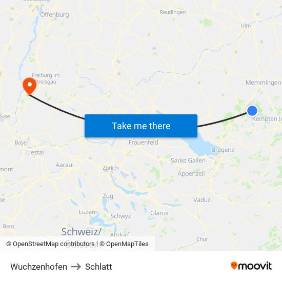 Wuchzenhofen to Schlatt map
