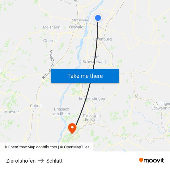 Zierolshofen to Schlatt map