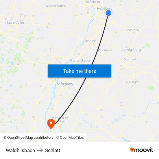 Waldhilsbach to Schlatt map