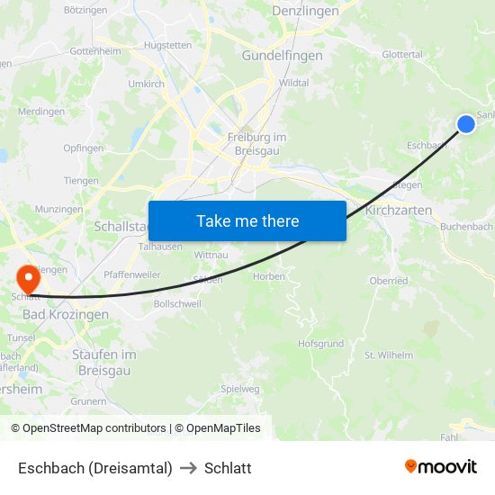 Eschbach (Dreisamtal) to Schlatt map