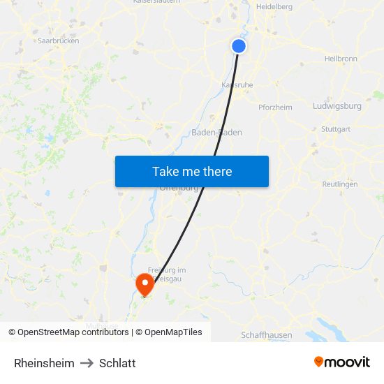 Rheinsheim to Schlatt map