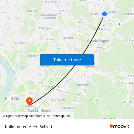 Kollmarsreute to Schlatt map