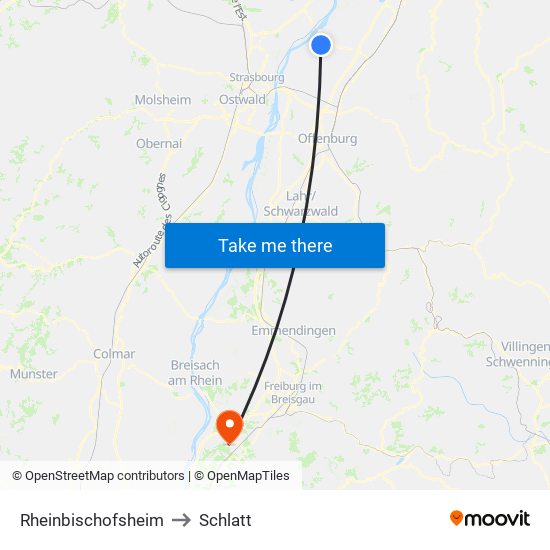 Rheinbischofsheim to Schlatt map