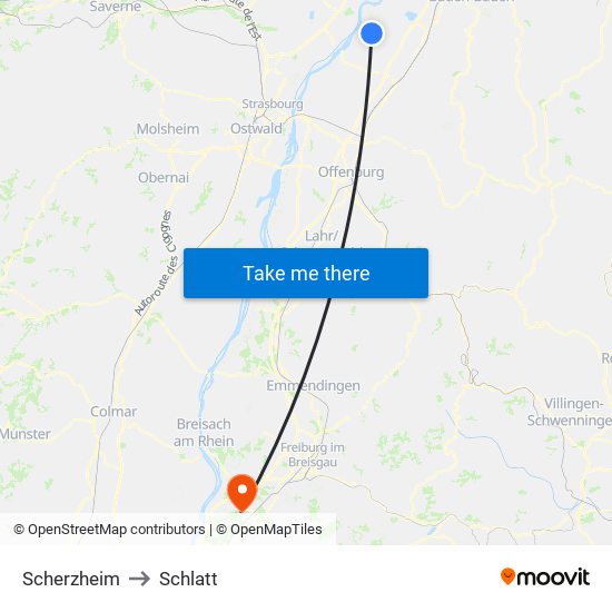 Scherzheim to Schlatt map