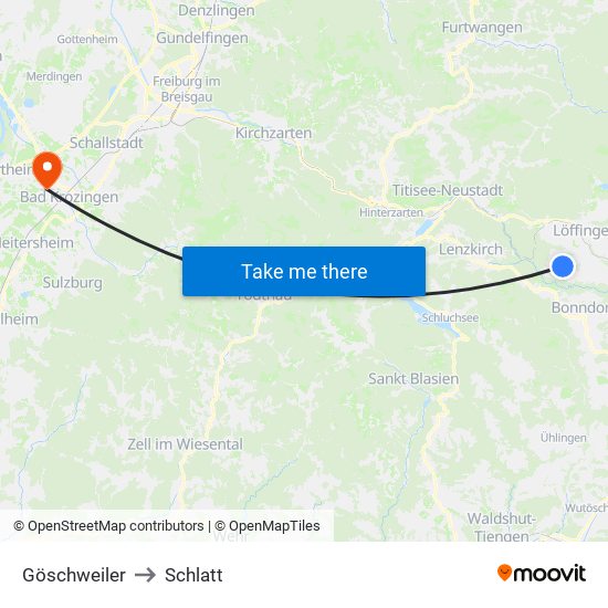 Göschweiler to Schlatt map