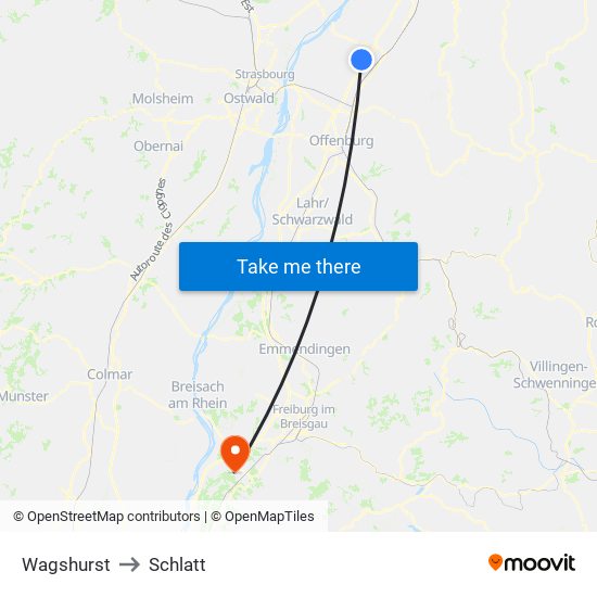 Wagshurst to Schlatt map