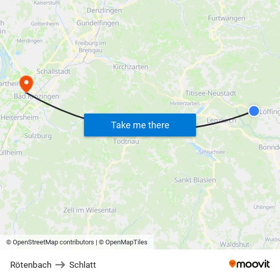 Rötenbach to Schlatt map