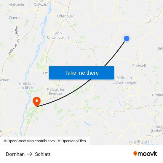 Dornhan to Schlatt map