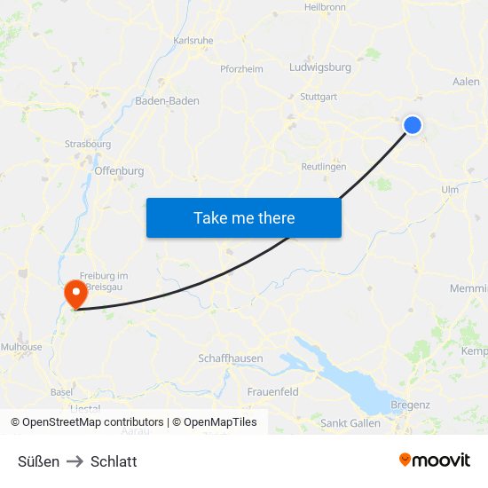 Süßen to Schlatt map