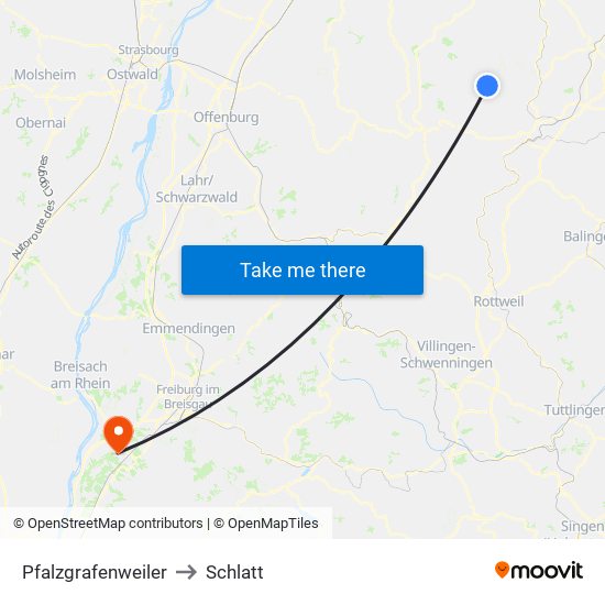 Pfalzgrafenweiler to Schlatt map