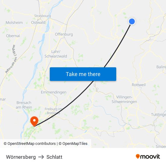 Wörnersberg to Schlatt map