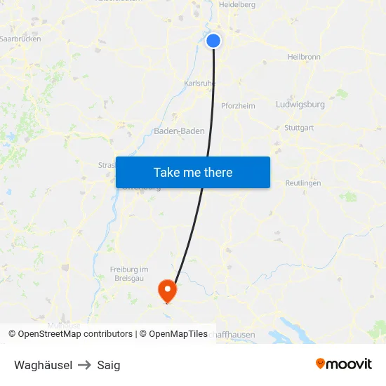 Waghäusel to Saig map