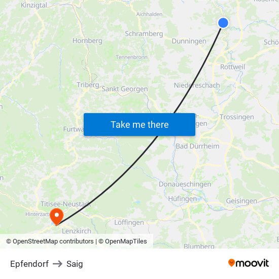 Epfendorf to Saig map