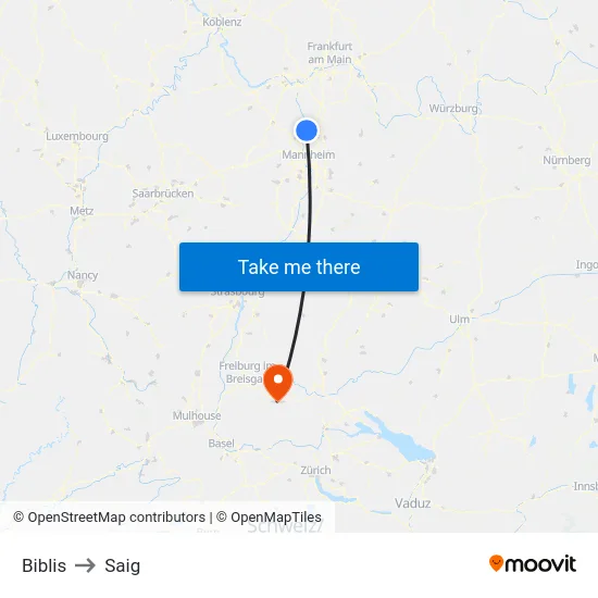 Biblis to Saig map